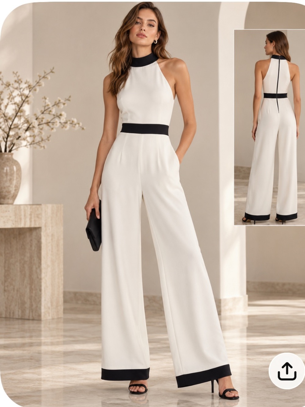 Alice + Olivia NWT $495 Black White Wide Leg Jumpsuit Sz 4